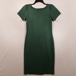 Ann Taylor green Puff Sleeve sheath dress like new